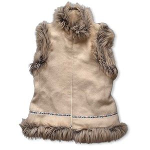 Felted wool vest with faux fur trim